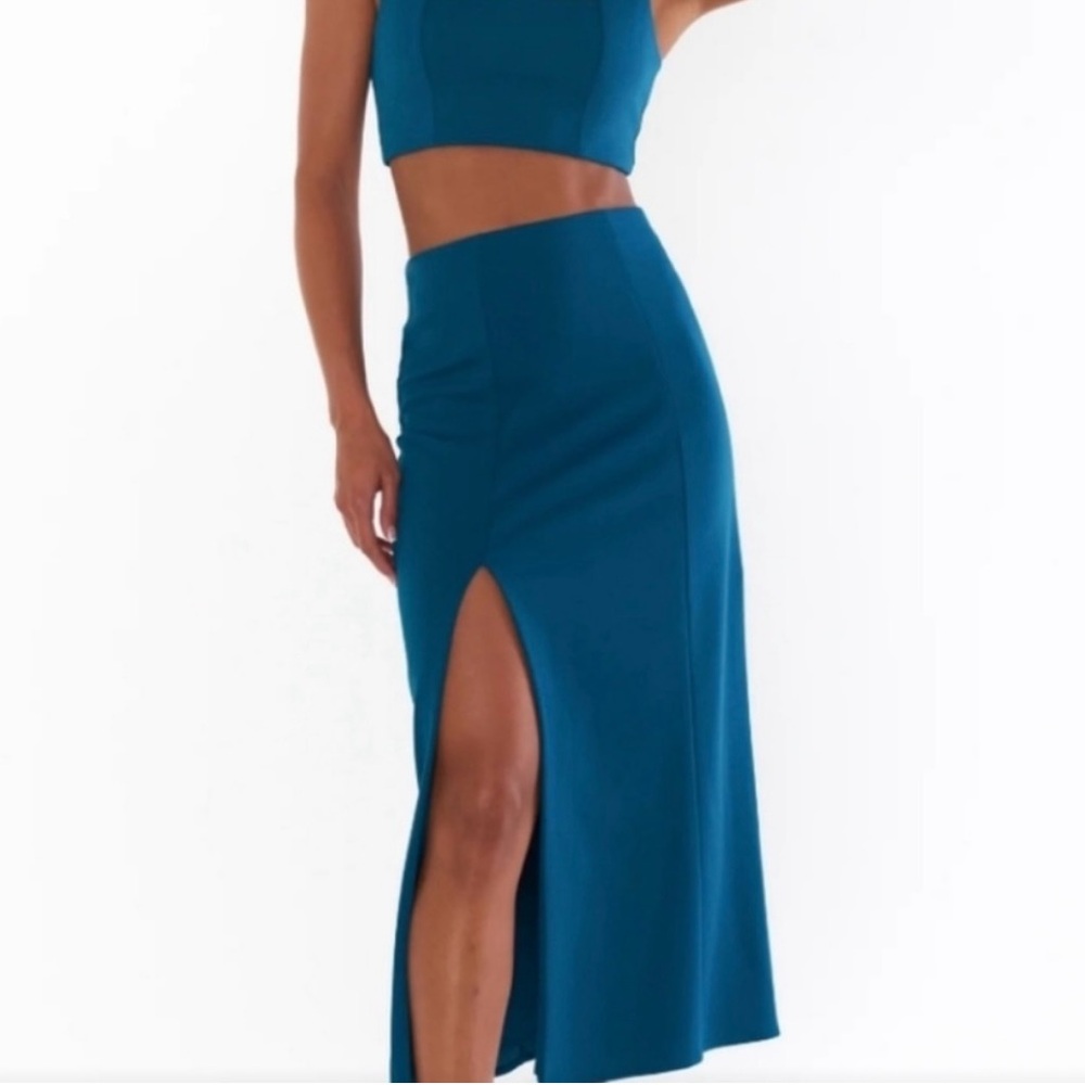 Brand New Show Me Your MuMu Teal Cecilia Midi Skirt - Size Small